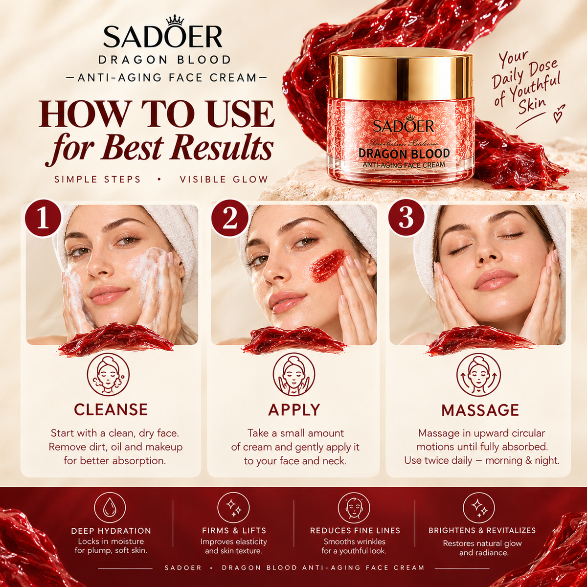 Sadoer Dragon Blood Cream – Brightening & Skin Firming Face Cream